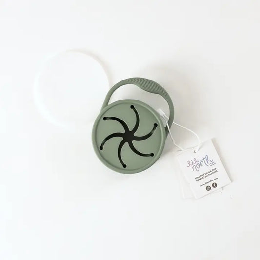 sage lidded silicone snack cup