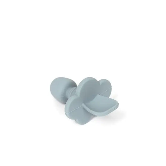 pale blue silicone infant training spoon