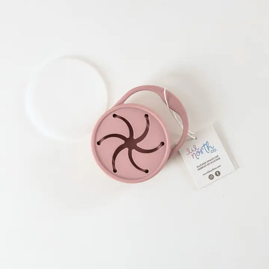 pale mauve lidded silicone snack cup
